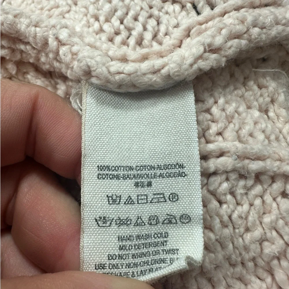 FREE PEOPLE: Easy Cable Pink Sweater -Size Large